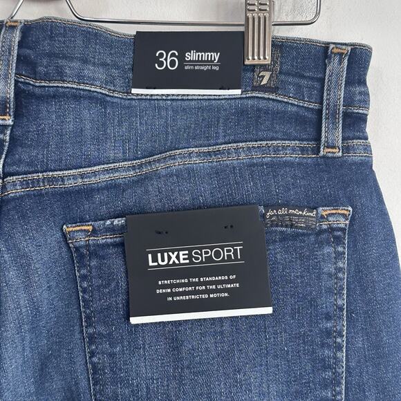 7 For All Mankind Jeans 36 x 34 Mens Slimmy Slim Straight Leg Luxe Sport NEW - Picture 6 of 10